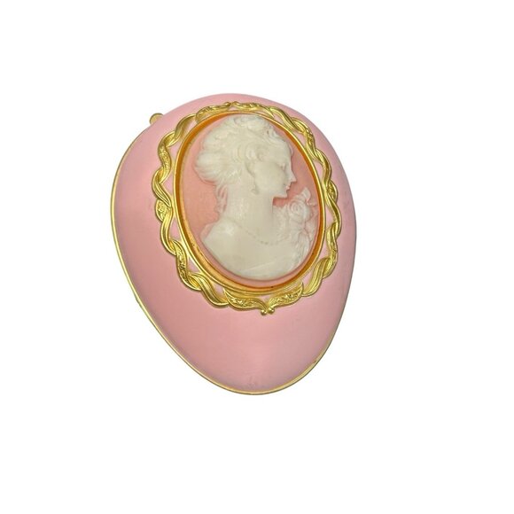 San Francisco Music Box Company Pink Gold Cameo Box Hinged Velvet Egg Works Test - Picture 3 of 10